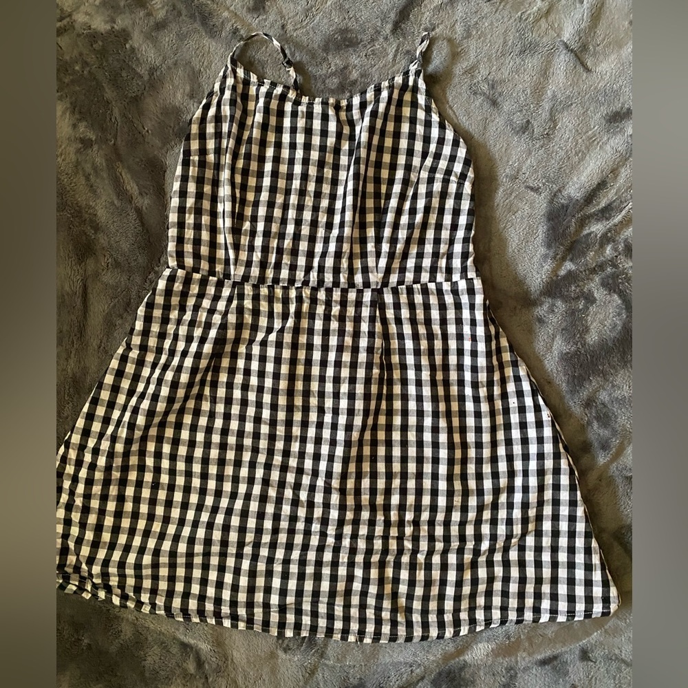 Checkered, print, black and white dress